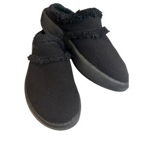 OOFOS OOcoozie Mule Slippers Women's 9 Black Fleece Comfort Recovery Slip‑On
